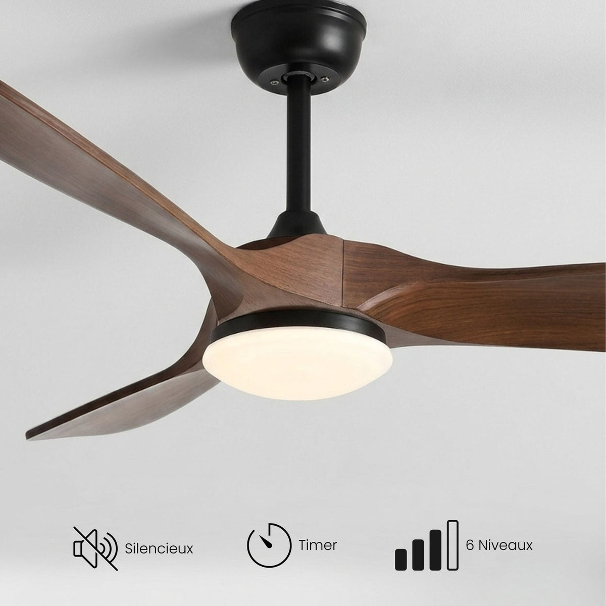 Eolia Air — Ventilateur de plafond en bois, silencieux