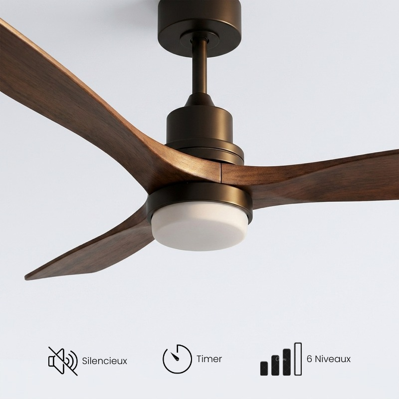 Eolia Borée — Ventilateur de plafond en bois, silencieux